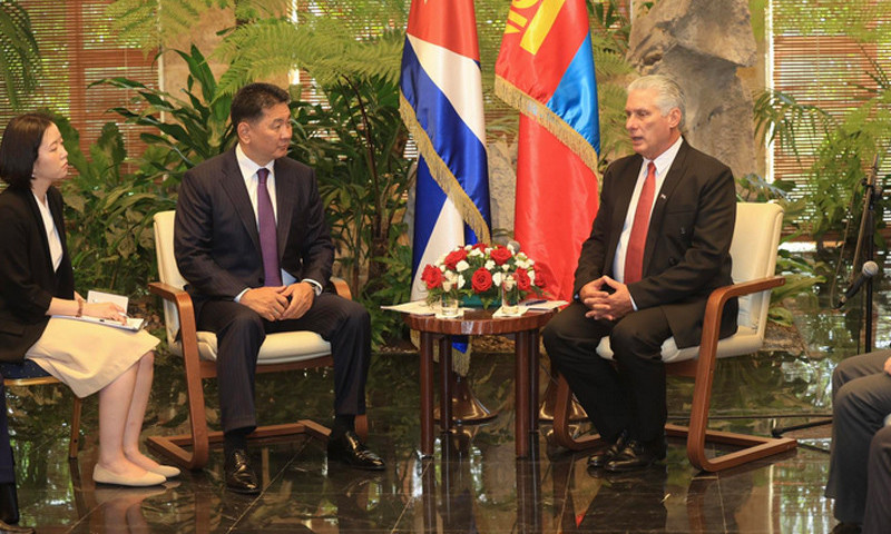 Монгол Улсын Ерөнхийлөгч У.Хүрэлсүх Бүгд Найрамдах Куба Улсын Ерөнхийлөгчтэй уулзав 
